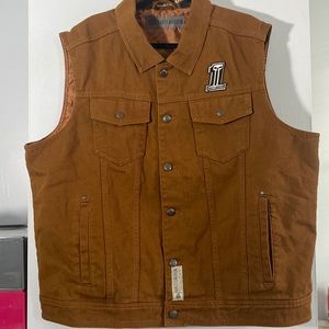 Harley Davidson Sleeveless Insulated Vest in Dark Khaki Canvas Size 2XL